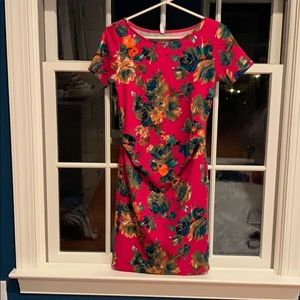 Floral Print Dress - Red and Green